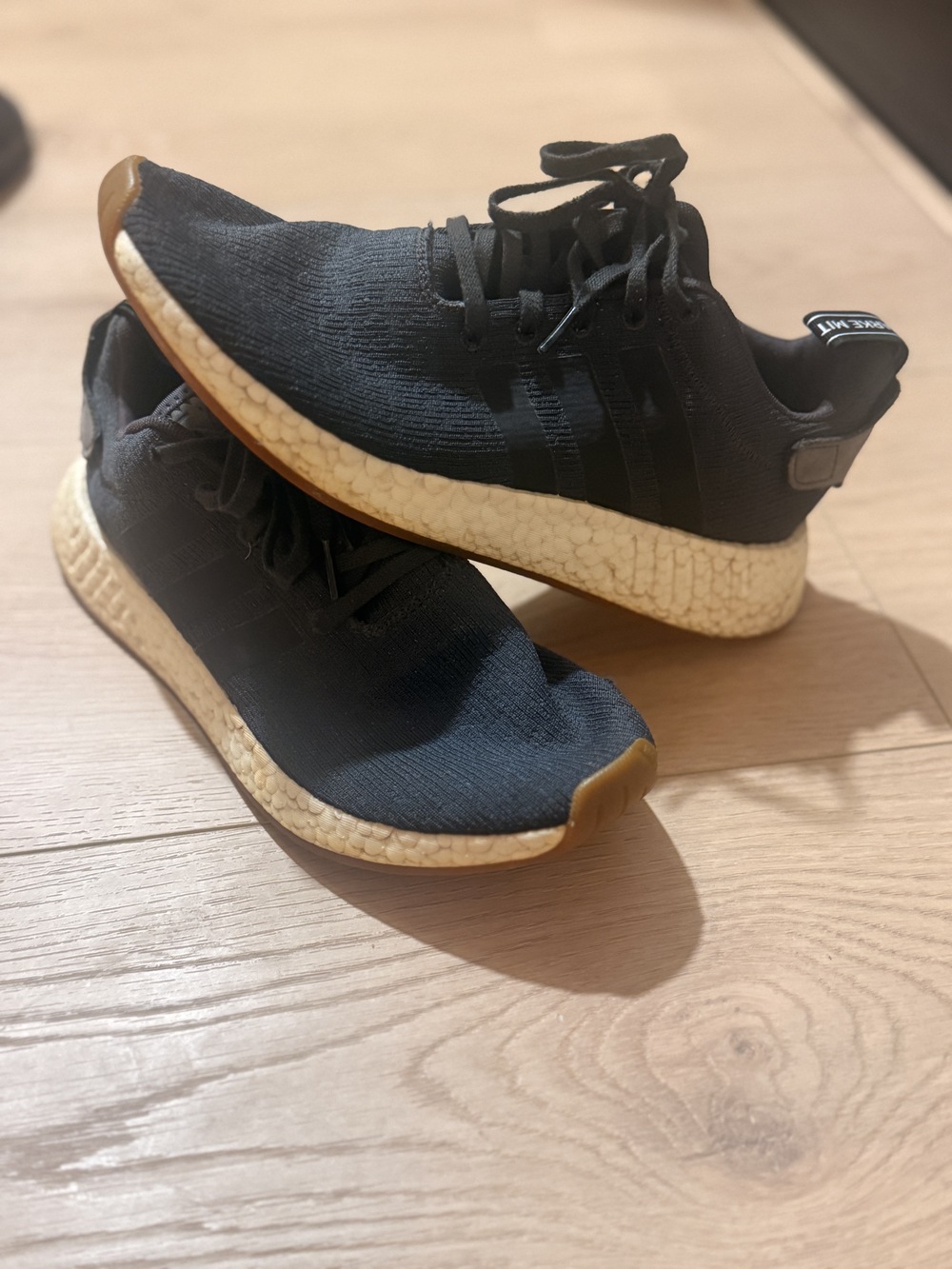 adidas NMD R1 Black White Boost Gum Sneakers Men’s Size 8.5